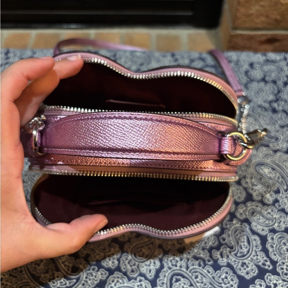 π NWT COACH Heart Crossbody Bag - Metallic Pink/Purple π - Picture 6 of 9